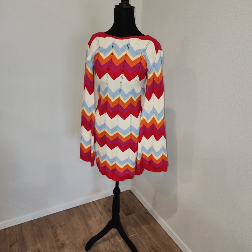 Vici Colorful Chevron Knit Sweater